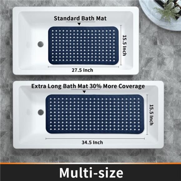 Bathtub Mat Non Slip, 27.5x15.5 Inch Shower Mat with Drain Holes - Picture 13 of 14